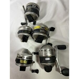 Vintage Zebco Models 33 Fishing Closed Face Spinning Reels Spinner Lot of 5